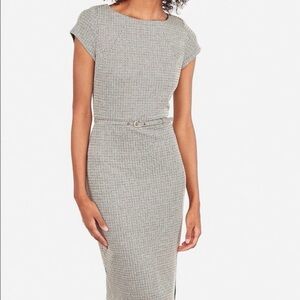 Express Black and White Checkered Midi Dress